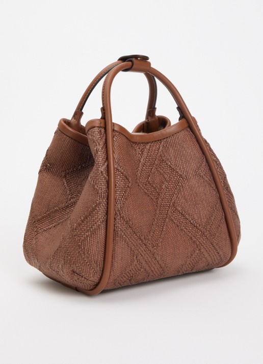 Max Mara Marine Extra Small handtas met details van leer en afneembare schouderriem - achterkant chocoladebruin