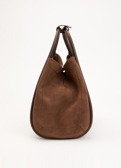 Max Mara Marine handtas van suède met details van kalfsleer  - detail 3 bruin