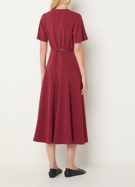 Max Mara Maxi jurk met ceintuur - achterkant cranberryrood