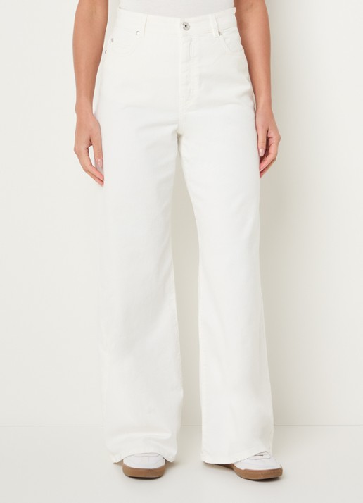 Max Mara Medina high waist straight leg jeans met gekleurde wassing - detail gebroken wit