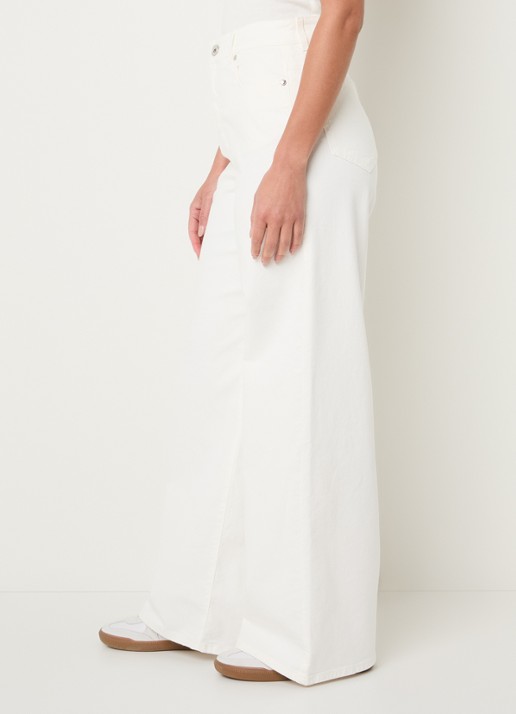 Max Mara Medina high waist straight leg jeans met gekleurde wassing - detail 2 gebroken wit