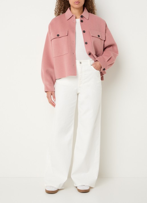 Max Mara Medina high waist straight leg jeans met gekleurde wassing - voorkant 4 gebroken wit