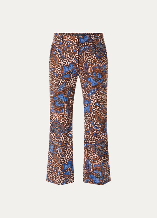 Max Mara Mid waist straight fit broek met bloemenprint - voorkant 3 cognac