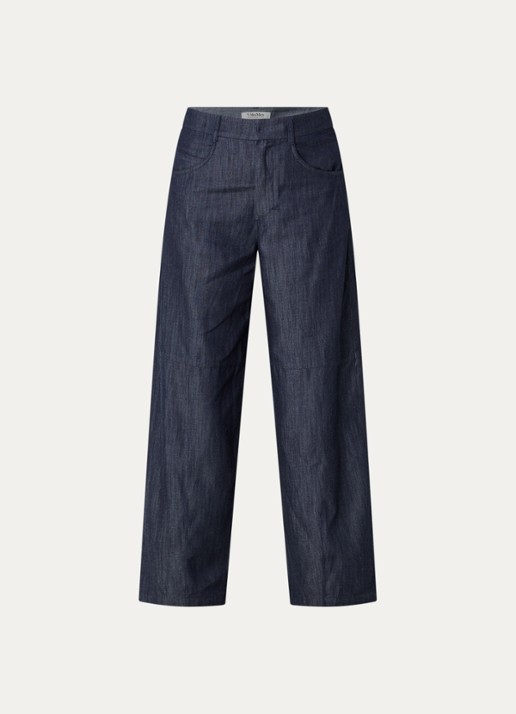 Max Mara Mid waist wide fit broek met steekzakken - voorkant 4 indigo