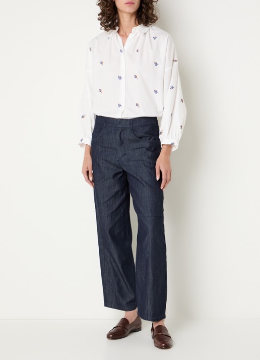 Max Mara Mid waist wide fit broek met steekzakken - voorkant 5 indigo