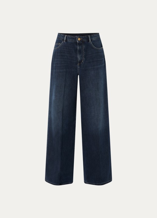 Max Mara Mid waist wide fit jeans met donkere wassing - voorkant indigo