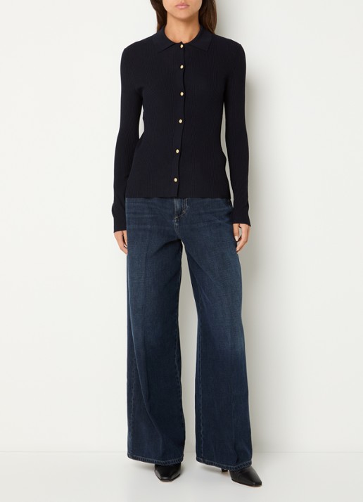 Max Mara Mid waist wide fit jeans met donkere wassing - voorkant 2 indigo