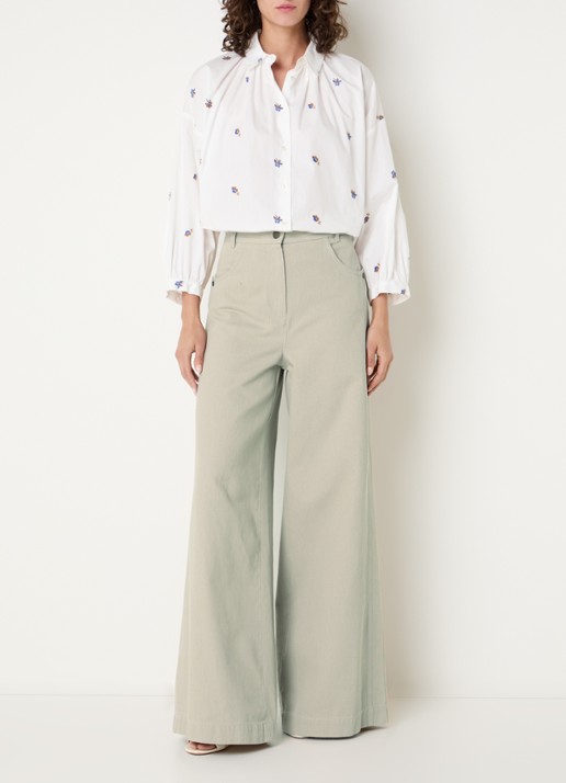 Max Mara Mid waist wide fit jeans met gekleurde wassing - voorkant 2 beige