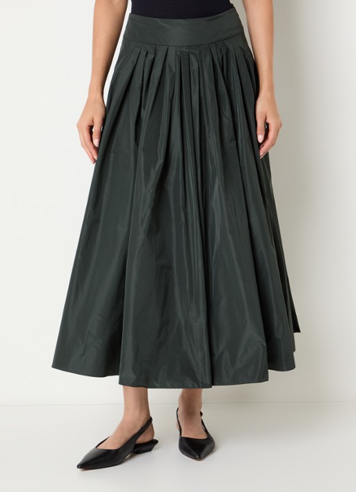 Max Mara Midi A-lijn rok met steekzakken - detail bronsgroen