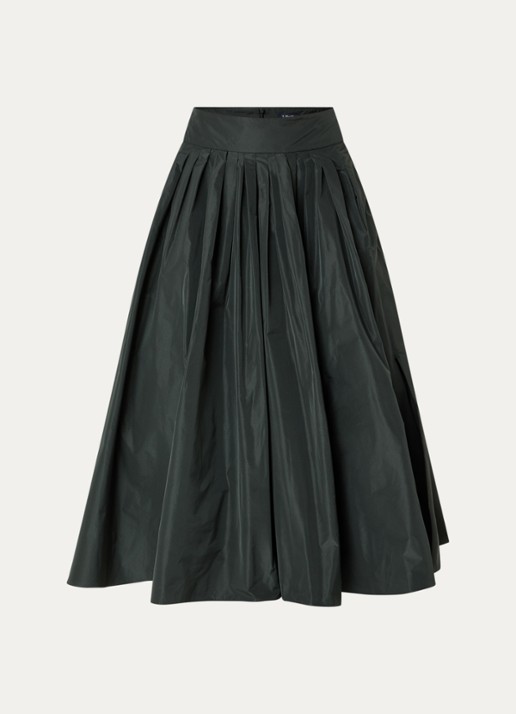Max Mara Midi A-lijn rok met steekzakken - voorkant 3 bronsgroen