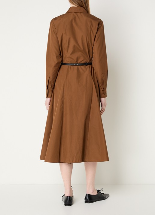 Max Mara Midi blouse jurk met ceintuur - achterkant 4 cognac