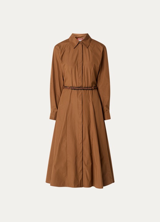 Max Mara Midi blouse jurk met ceintuur - voorkant 2 cognac