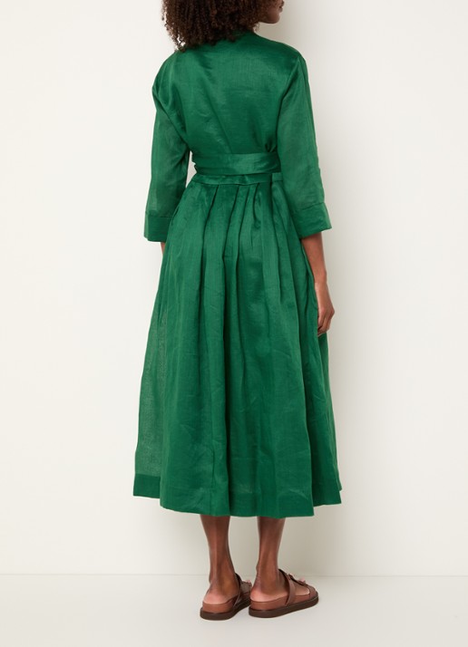 Max Mara Midi blousejurk met strikceintuur en steekzakken - achterkant 2 groen
