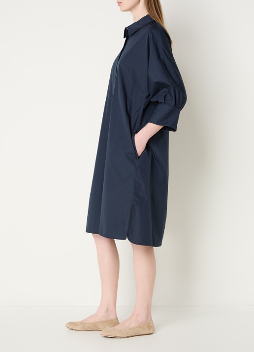 Max Mara Midi blousejurk met strikceintuur - voorkant 2 indigo