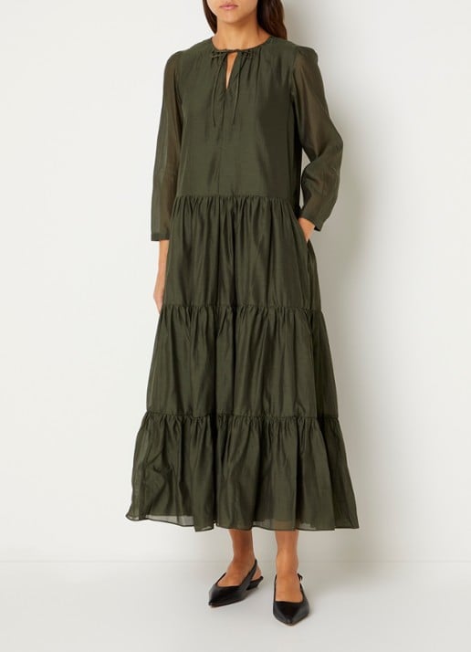 Max Mara Midi jurk in zijdeblend met plooidetail