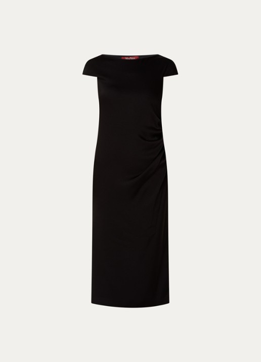 Max Mara Midi jurk met boothals - voorkant zwart