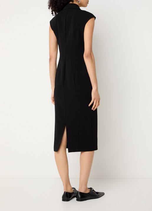 Max Mara Midi jurk met kraag - achterkant zwart