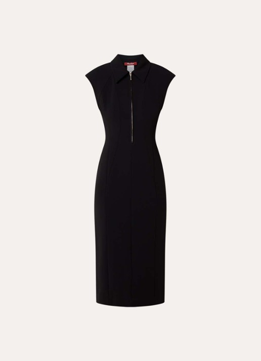 Max Mara Midi jurk met kraag - voorkant 2 zwart