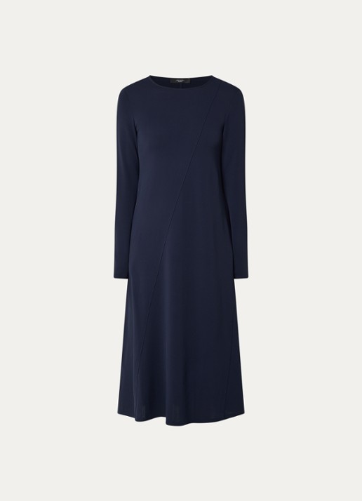Max Mara Midi jurk met stretch - voorkant 3 donkerblauw