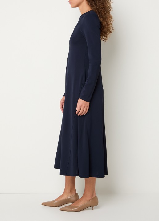 Max Mara Midi jurk met stretch - voorkant 4 donkerblauw