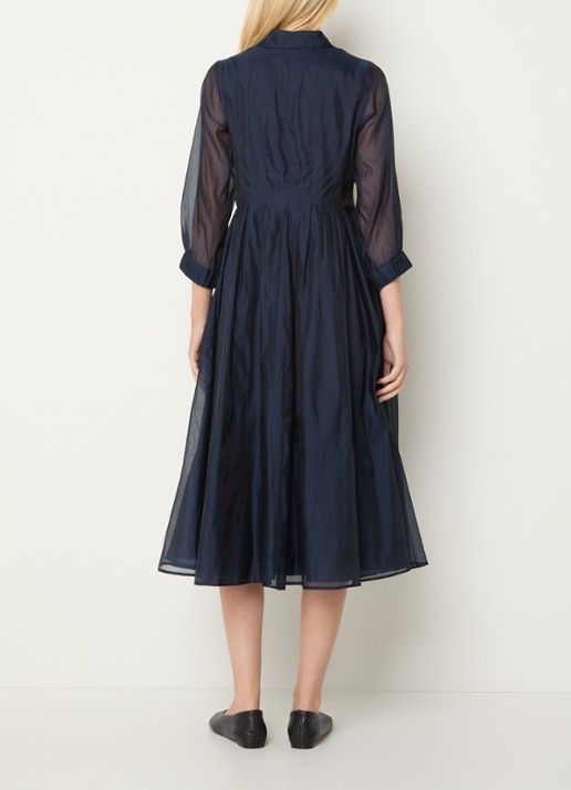 Max Mara Midi jurk van mesh - achterkant 3 donkerblauw