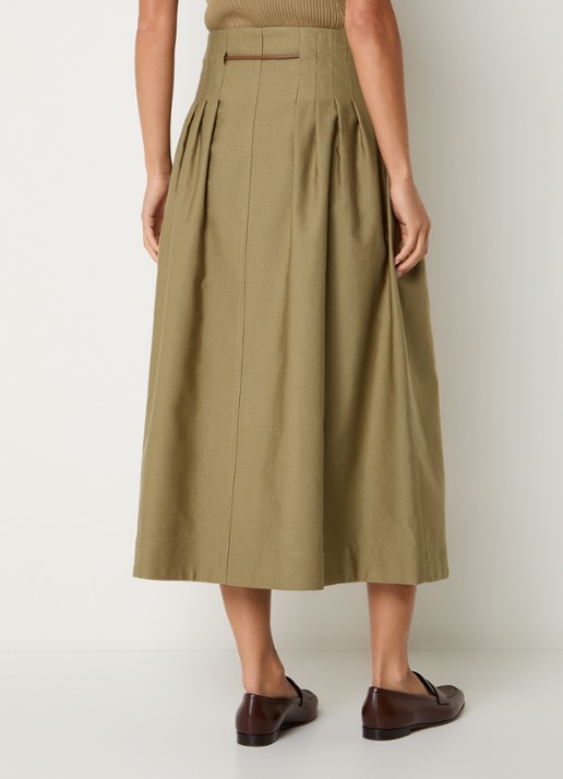 Max Mara Midi rok met plooidetail - achterkant 4 khaki