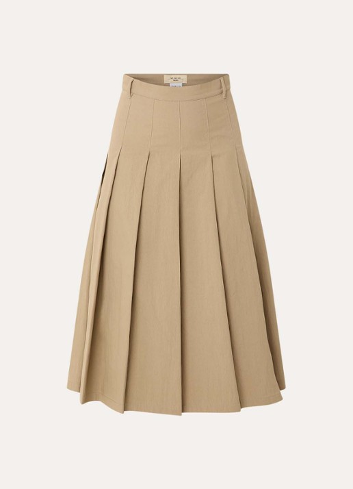 Max Mara Midi rok met plooidetail - voorkant 2 zand