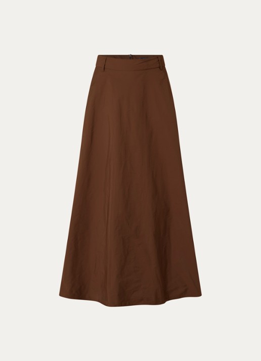 Max Mara Midi rok met steekzakken - voorkant 3 bruin