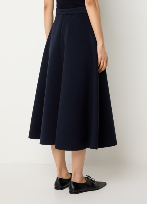 Max Mara Midi rok met stretch - achterkant 3 donkerblauw