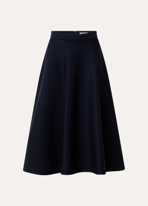 Max Mara Midi rok met stretch - voorkant donkerblauw