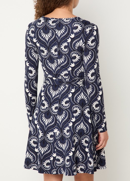 Max Mara Mini jurk met print - achterkant donkerblauw