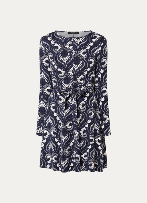 Max Mara Mini jurk met print - voorkant 3 donkerblauw