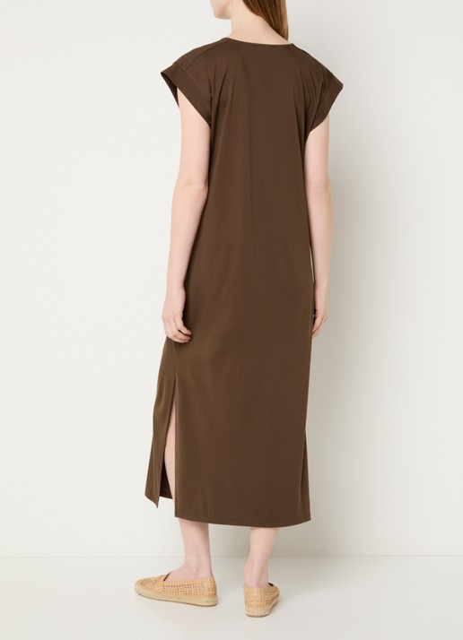 Max Mara Mirto midi jurk met V-hals - achterkant 4 bruin