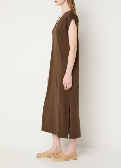 Max Mara Mirto midi jurk met V-hals - voorkant 3 bruin