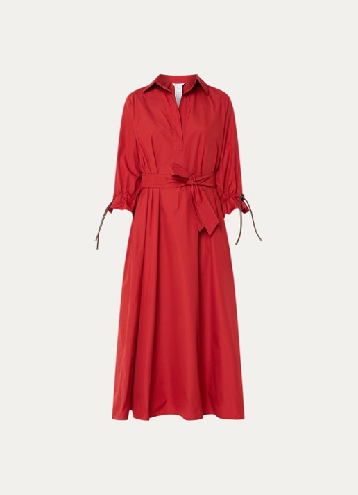 Max Mara Mirto midi tuniekjurk met strikceintuur - voorkant 3 rood