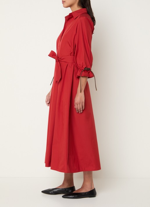 Max Mara Mirto midi tuniekjurk met strikceintuur - voorkant 4 rood