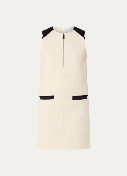 Max Mara Mito mini jurk in linnenblend met tweed-look  - voorkant 3 beige