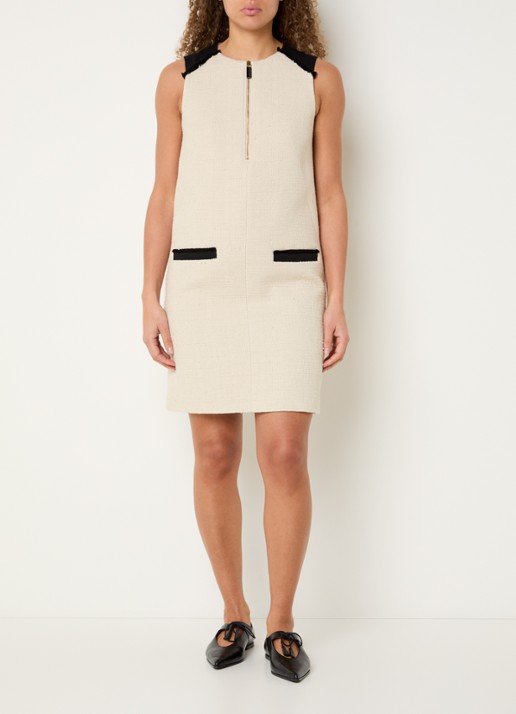 Max Mara Mito mini jurk in linnenblend met tweed-look  - voorkant 4 beige
