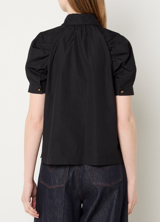 Max Mara Mstamore blouse met kraag - achterkant zwart