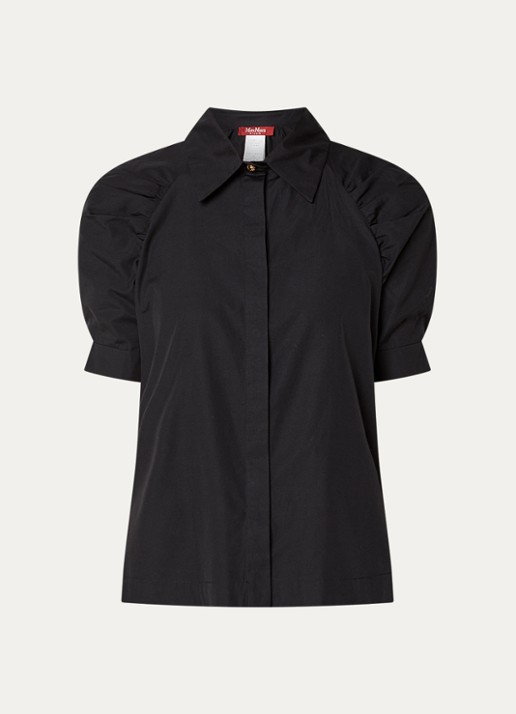 Max Mara Mstamore blouse met kraag - voorkant 3 zwart