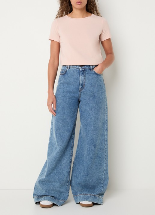 Max Mara Multib T-shirt met ronde hals - voorkant 4 lichtroze