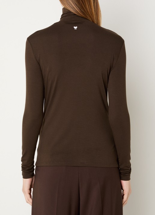 Max Mara Multif top van jersey met col - achterkant 4 donkerbruin