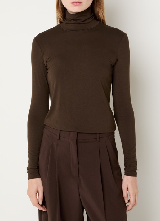 Max Mara Multif top van jersey met col - detail donkerbruin