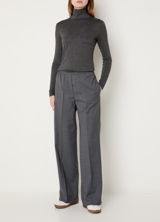 Max Mara Multif top van jersey met col - voorkant 2 donkergrijs