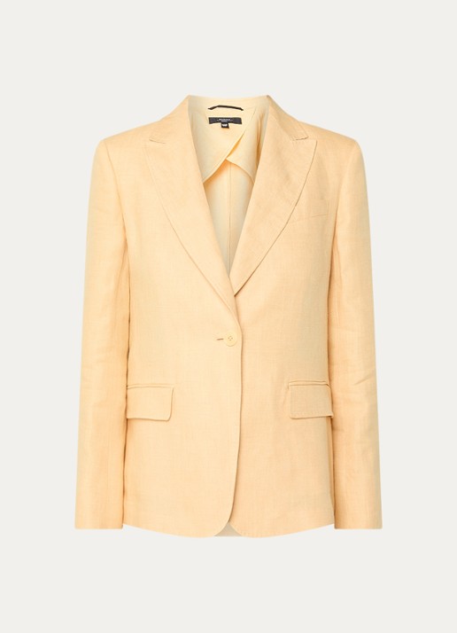 Max Mara Nalut blazer van linnen met klepzakken - voorkant 3 geel