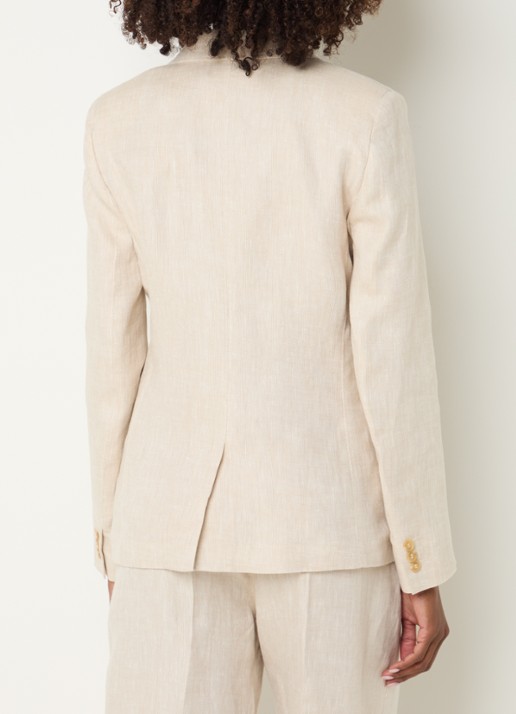 Max Mara Nalut blazer van linnen met klepzakken - achterkant creme