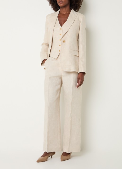 Max Mara Nalut blazer van linnen met klepzakken - voorkant 3 creme