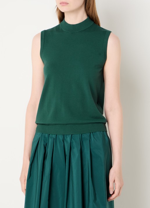 Max Mara Nazione mouwloze trui met ribstructuur - detail 2 groen