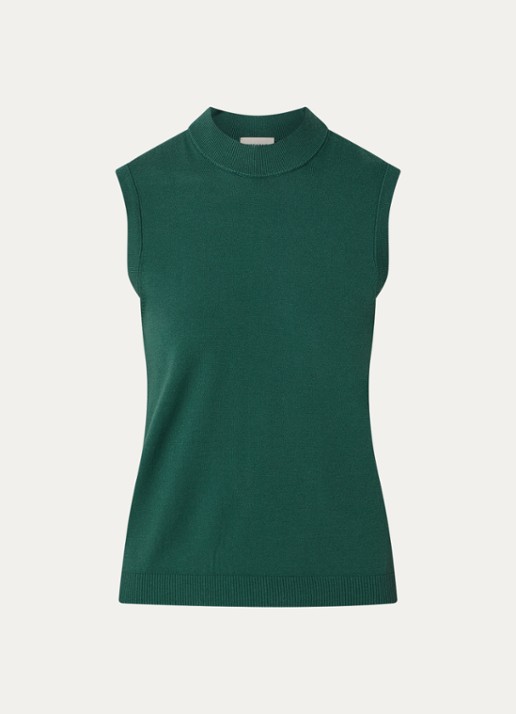 Max Mara Nazione mouwloze trui met ribstructuur - voorkant 3 groen