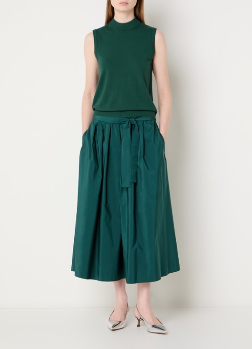 Max Mara Nazione mouwloze trui met ribstructuur - voorkant 4 groen
